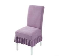 EffiFish Stretch Pleated Chair Cover with Skirt High Back(Purple) | Pleated skirt design, high back fit, elegant look, red purple grey options, for hotel restaurant use