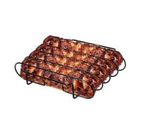 EffiFish Vertical Rib Stand for Gas Charcoal Grills Fits 4 Ribs | Black non-stick coating, prevents meat clinging, effortless flipping, food for contact for surface, easy design