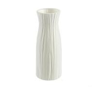 EffiFish White Plastic Vase Unbreakable Imitation Ceramic Design for Dried Flowers Home Office Wedding Decor 24cm Tall Display Pot(White)