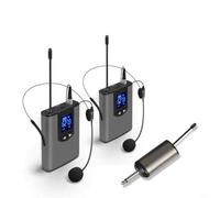 EffiFish Wireless Lavalier Microphone 2-Pack UHF Aluminum Alloy for Mobile Live Broadcasts Interviews Gray(Head-mounted)