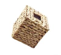 EffiFish Woven Water Hyacinth Paper Box 15cm Square Storage | Natural water hyacinth, iron frame support, rustic texture, 15cm square fit, bathroom for living room