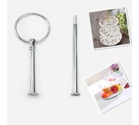 EffiFish Zinc Alloy Cake Stand 2/3 Tier with Handle, Gold or Silver Dessert Plate Holder for Wedding Party Display and Serving(Silver 2 Layers)
