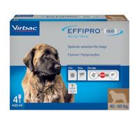 Effipro Duo Spot On Flea & Tick Treatment For Extra Large Dog 40Kg+ Fast Acting 4 Pipettes Vet Strength Formula Easy To Apply