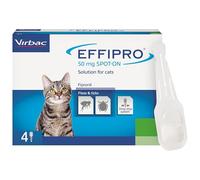 Effipro Flea & Tick Spot-On for Cats | Fast-Acting | 4 Pipettes | Vet-Strength Formula | Easy to Apply | For Cats 1kg+