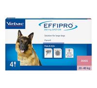 Effipro Flea & Tick Spot-On for Large Dogs 20-40kg | Fast-Acting | 4 Pipettes | Vet-Strength Formula | Easy to Apply