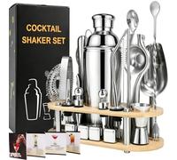 EffiQ-Rate 25 Pcs Cocktail Making Kit with Bamboo Display Stand and Recipes