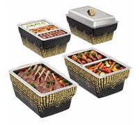 EffiQ-Rate 4 Pack Black Chafer Wind Guard, Flexible Flame Retardant Chafing Dish Covers for Buffet, Full Size Washable Chafer Stand Cover for Parties and Catering Events (Chafing Dishes Not Included)