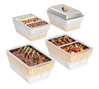 EffiQ-Rate 4 Pack White Chafer Wind Guard, Flexible Flame Retardant Chafing Dish Covers for Buffet, Full Size Washable Chafer Stand Cover for Parties and Catering Events (Chafing Dishes Not Included)