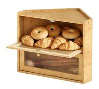 EffiQ-Rate Corner Bread Bin 42x30x35 cm Large Natural Bamboo Bread Box