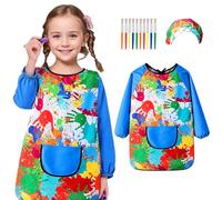 Effluvcy Kids Painting Apron 10Pcs Kids Art Aprons Age 6-11 Age Waterproof Graffiti Aprons Long Sleeves with Pockets,Painting Smock Boys and Girls Play Apron for Craft, World Book Day