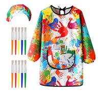 Effluvcy Kids Painting Apron 2Pcs Kids Art Aprons Age 6-11 Age Waterproof Graffiti Aprons Long Sleeves with Pockets,Painting Smock Boys and Girls Play Apron for Craft, School