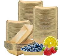 Efforias 100 X Small Kraft Paper Food Trays | Brown Cardboard Serving Plates Recycled Takeaway Boxes | Disposable Containers Holder Baskets for Chips Burger BBQ Birthday Party Camping