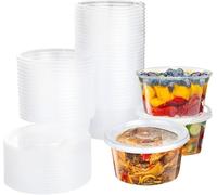 Efforias 25 X 16oz Round Plastic Food Containers with Lids, 250ml, Stackable, Leakproof, BPA Free, Reusable, Microwave and Dishwasher Safe