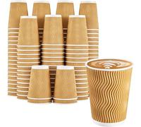 Efforias 500 X 8oz Ripple Coffee Cups - Insulated Triple Walled Takeaway Coffee Cups - Cups for Hot and Cold Drinks for Christmas & Birthdays Parties (Brown)