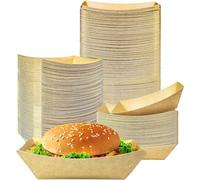 Efforias 500 X Medium Kraft 19 X 13cm Paper Food Trays | Brown Cardboard Serving Plates Recycled Takeaway Boxes | Disposable Containers Holder Baskets for Chips Burger BBQ Birthday Party Camping