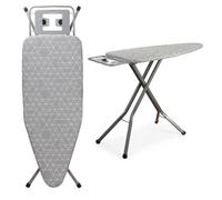 Efforias Lightweight Ironing Board - 122 x 38cm Table Folding Metal Iron,Lightweight Iron Board Rack Foldable Non Slip Adjustable Height, Grey Cellular Grid