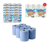 Efforias Mega Tissue Rolls Bundle Set - 40 Luxury 2-Ply Toilet Rolls, 24 Kitchen Rolls, 6 Multipurpose Blue Roll - Bulk Buy Savings, Ultra-Soft, Durable, Eco-Friendly Design