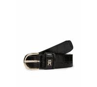 Effortless 2.5cm Croc Belt in Leather Black