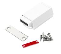 Effortless Access Magnetic Cabinet Latch with Push to Open Feature, Built from Zinc Alloy (White)