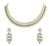 Effortless Beauty Choker Necklace Set For Women - Sky Blue | Necklace Set for Her, Metal, No Gemstone
