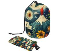 Effortless Beauty Routine: Foldable Cosmetic Bag for Women, The Perfect Travel Companion for Organized Toiletry Storage, Travel Landscape Pattern