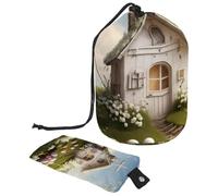 Effortless Beauty Routine: Foldable Cosmetic Bag for Women, The Perfect Travel Companion for Organized Toiletry Storage, White Easter Cross House