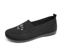 Effortless Everyday Slip On Floral Embroidered Mesh Casual Shoes with Breathable Arch Support for Women n289 Black