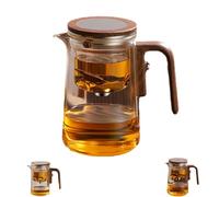 Effortless Tea Brewing Glass Teapot, Enchanti Tea Pot, Enchantipot Magic Teapot, Water Separation Glass Teapots with Wooden Handle, with Strainer and Infuser lid (800ml)