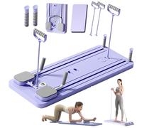 GDSHGS Pilates Reformer Board Set Automatic Rebound Ab Roller Board Foldable Abdominal Board Exercise Machine for Home with Elbow Support and Resistance Bands