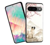 EFGWSDER for Google Pixel 11/11 Pro 6.3" 2026 Case,Slim Shockproof TPU Soft Rubber Silicone Cover Phone Case,Pug and Cherry Blossoms