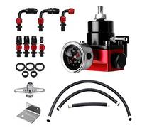 EFI Fuel Pressure Regulator Kit with Bypass Return 0-100psi Pressure Gauge AN6-6AN Fuel Line Hose Fitting Connectors Kit Adjustable Universal Aluminum Black & Red