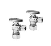 EFIELD (Pack of 2) Angle Stop Valve 1/2 Nominal (5/8 OD) Compression x 3/8 OD, 1/4-Turn