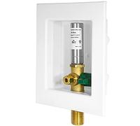 EFIELD Sweat Pre-assembled Ice Maker Outlet Box,1/2-Inch Sweat with Installed 1/4-Turn Ball Valve, White (Stainless Steel Hammer Arrestor)