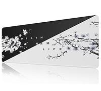 EFISH Black and White Japanese Cherry Tree Blosson Mouse Pad (31.5 × 11.8 × 0.12 inch) Extended Large Mouse Mat Desk Pad, Stitched Edges Mousepad,Non-Slip Rubber Base,Gaming Mouse Pad