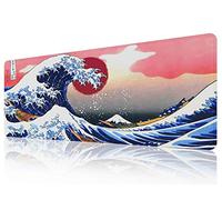 EFISH Japan Art Kanagawa Surfing Mouse Pad (31.5 × 11.8 × 0.12 inch) Extended Large Mouse Mat Desk Pad, Stitched Edges Mousepad,Non-Slip Rubber Base,Keyboard Pad,Gaming Mouse Pad XL.