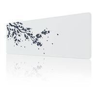 EFISH Japanese Plum Blossoms Mouse Pad (31.5 × 11.8 × 0.12 inch) Extended Large Mouse Mat Desk Pad, Stitched Edges Mousepad,Non-Slip Rubber Base,Gaming Mouse Pad XL