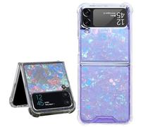 Efitoo for Samsung Galaxy Z Flip 4 5G Case Clear Glitter Design Cute Bling Aurora Conch Shell Sparkle Shockproof Aesthetic Shockproof Phone Cover for Women Girls (Holo Conch)