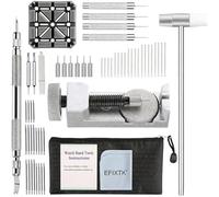 EFIXTK Watch Band Strap Link Pins Remover Repair Tool,24 in 1 Kit with 6 Extra Tips Replacement,20PCS Cotter Pin,Spring Bar Tool Set,1PCS Head Hammer, Silver, 32PCS