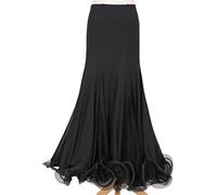 EFLAL Women Ballroom Dance Skirt Long Swing Modern Standard Waltz Competition Dance Dress Belly Dance Latin Tango Swing Skirts,Black,S