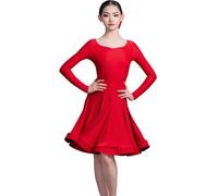EFLALYHG Girls Latin Dance Dress Kids Ballroom Long Birthday Party or Fancy Dress Dance Rumba cha cha Samba Tango Costume Competition Outfit,Red,170