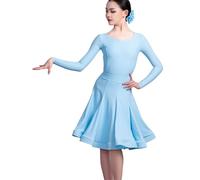 EFLALYHG Girls Latin Dance Dress Kids Ballroom Long Birthday Party or Fancy Dress Dance Rumba cha cha Samba Tango Costume Competition Outfit,Blue,110
