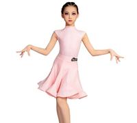 EFLALYHG Girls Latin Dance Dress Sleeveless Split Ballroom Performance Outfits Salsa Tango Jazz Competition Clothes,Pink,160
