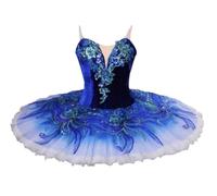EFLALYHG Girls Professional Ballet Tutu Platter Pancake Swan Lake Ballerina Stage Dance Competition Costume,Blue,140