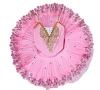 EFLALYHG Girls Tutu Ballet Swan Lake Dance Performance Clothing Sleeveless Skating Gymnastics Ballroom Competition Dresses,Pink,110