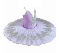 EFLALYHG New Flower Girls Professional Ballet Tutu DressPlatter Pancake Swan Lake Ballerina Stage Dance competition Costume,Purple,160
