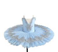EFLALYHG New Flower Girls Professional Ballet Tutu DressPlatter Pancake Swan Lake Ballerina Stage Dance competition Costume,Blue,150