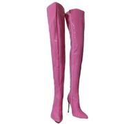 EFLALYHG Thigh High Boots Women High Heels Sexy Stiletto Thin Heel Over The Knee Boots Exciting Stripper Club Pole Dancing Shoes,Dark Pink,10.5 UK