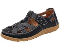 EFLALYHG Womens Leather Orthopedic Sandals, Non-Slip Casual Roman Sandals,Summer Casual Hollow Hole Holiday Beach Gladiator Shoes,Black,2 UK