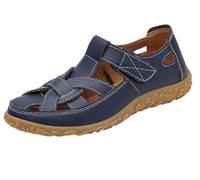 EFLALYHG Womens Leather Orthopedic Sandals, Non-Slip Casual Roman Sandals,Summer Casual Hollow Hole Holiday Beach Gladiator Shoes,Blue,2 UK