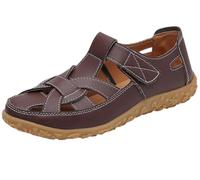 EFLALYHG Womens Leather Orthopedic Sandals, Non-Slip Casual Roman Sandals,Summer Casual Hollow Hole Holiday Beach Gladiator Shoes,Brown,2 UK